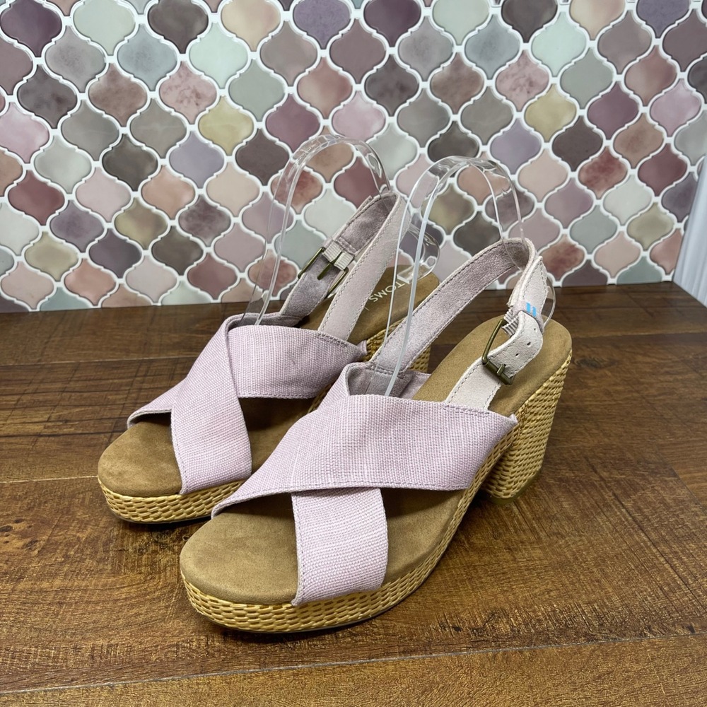 Toms - Ibiza Platform Heel Burnished Lilac‎ Heritage Canvas - Size 9 - Picture 8 of 17